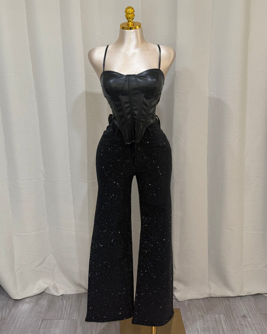 Brilla Rhinestone Jeans - Black/ Black Rhinestones