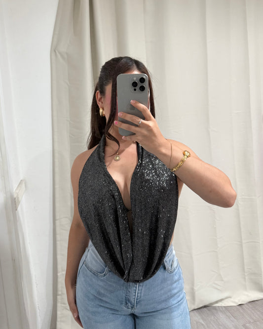 Khloe Top - Black/Silver