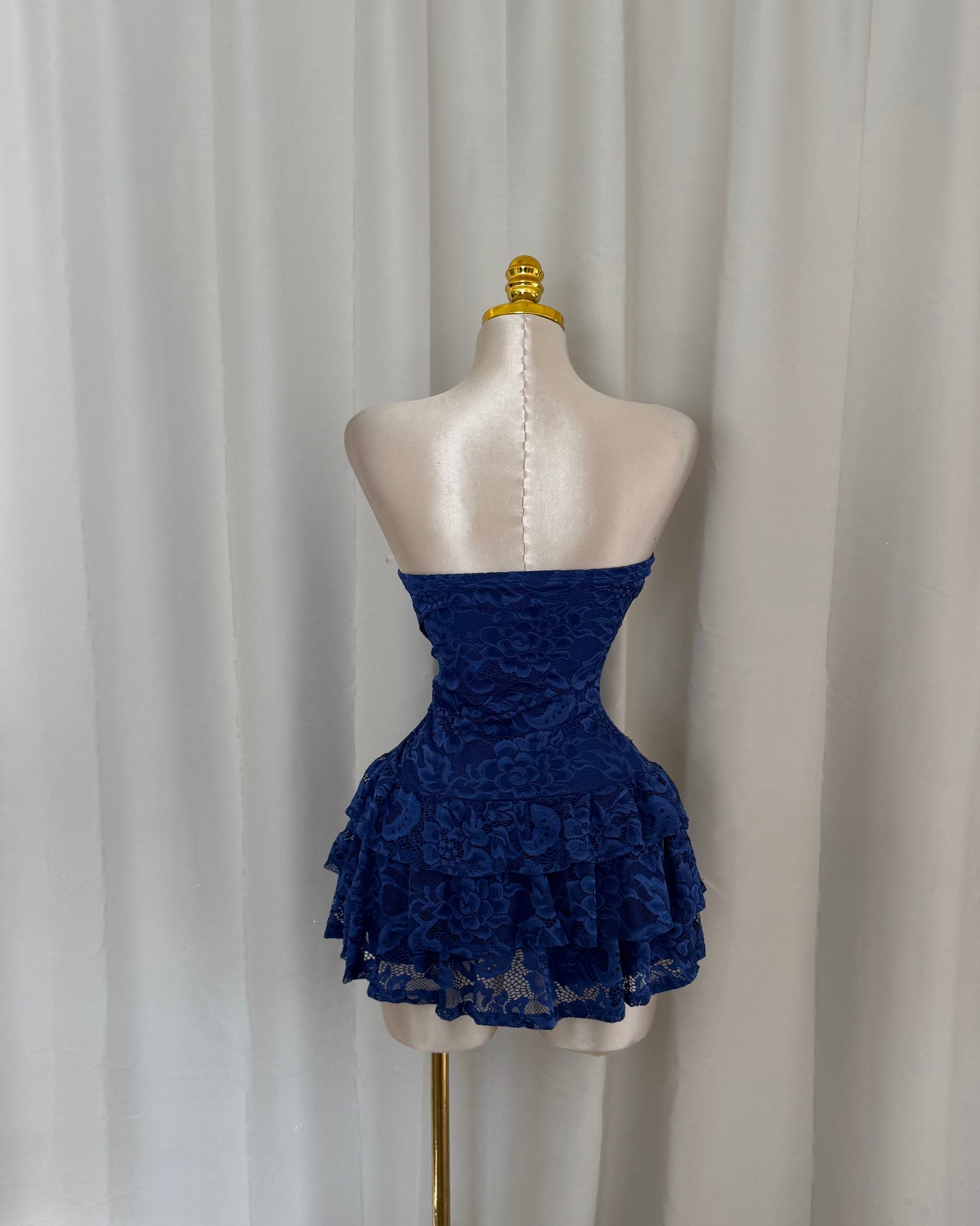 Lace Ruffle Dress - Blue