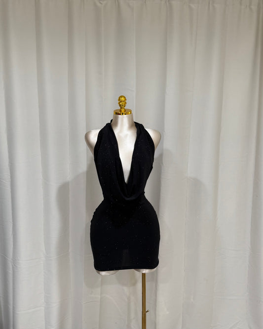 Lux Dress - Black Glitter