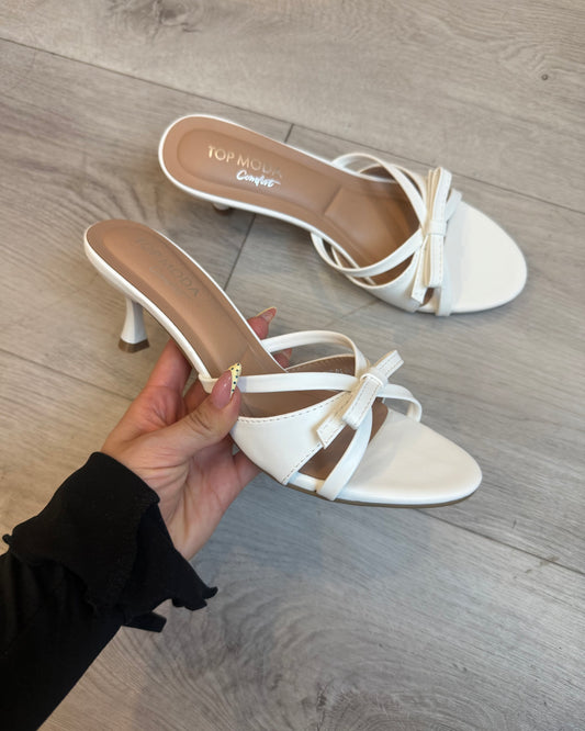 Bow Kitten Heel - White
