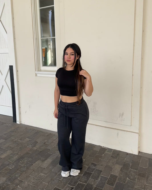 Straight Leg Pants - Charcoal