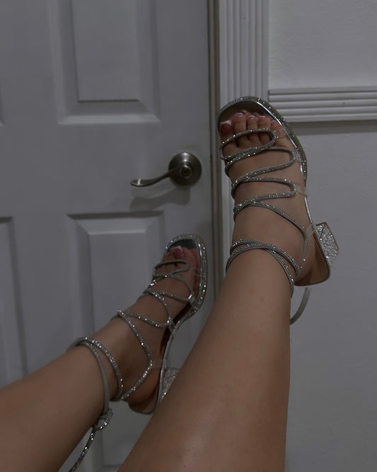 Lace Embellished Heels - Silver - Wide Friendly