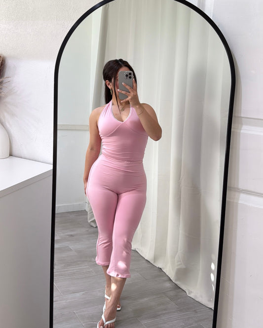 Halter Capri Set - Pink