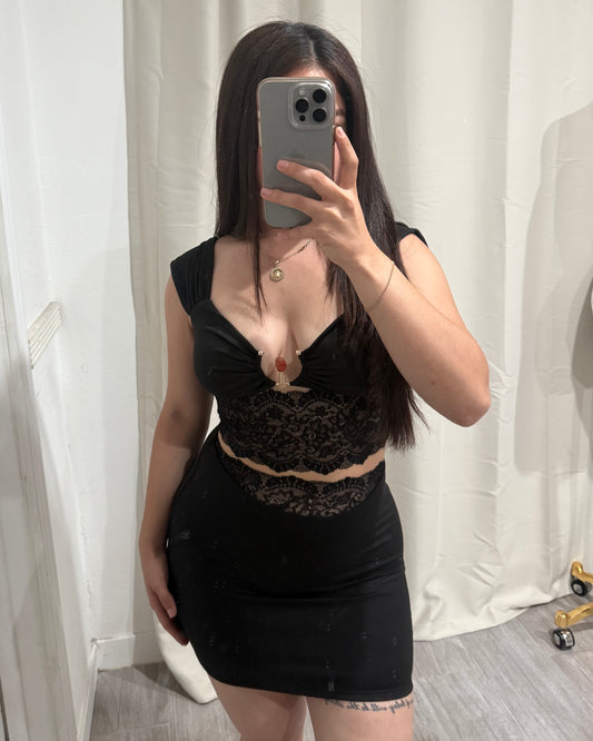 Lace Double Layered 2 piece - Black