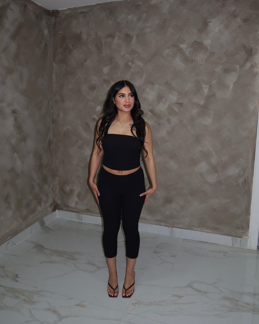 Textured Capri Set - Black