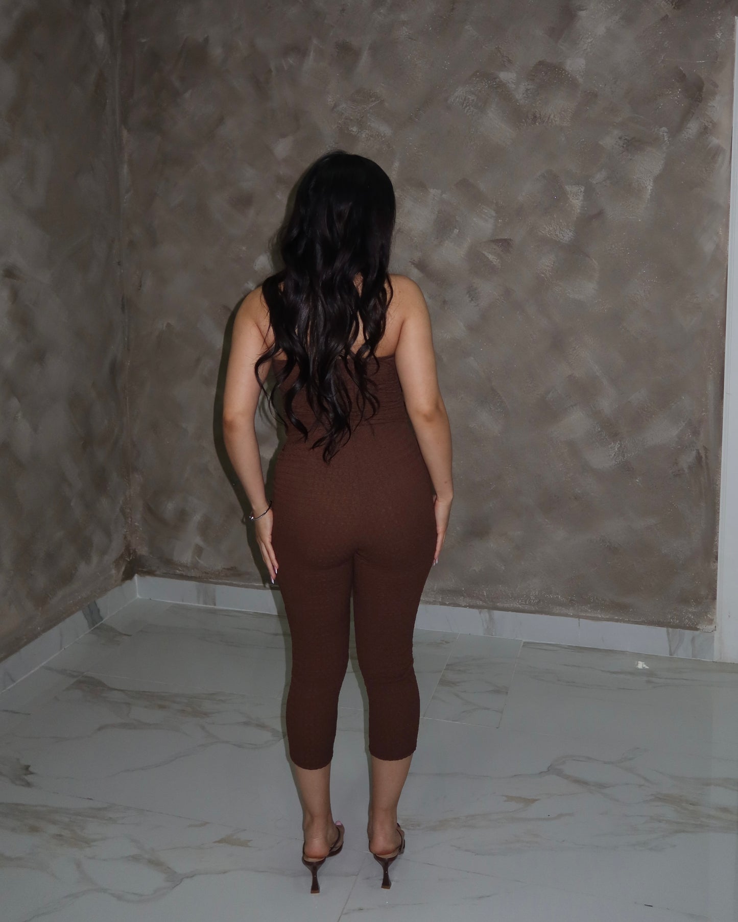 Textured Capri Set - Brown
