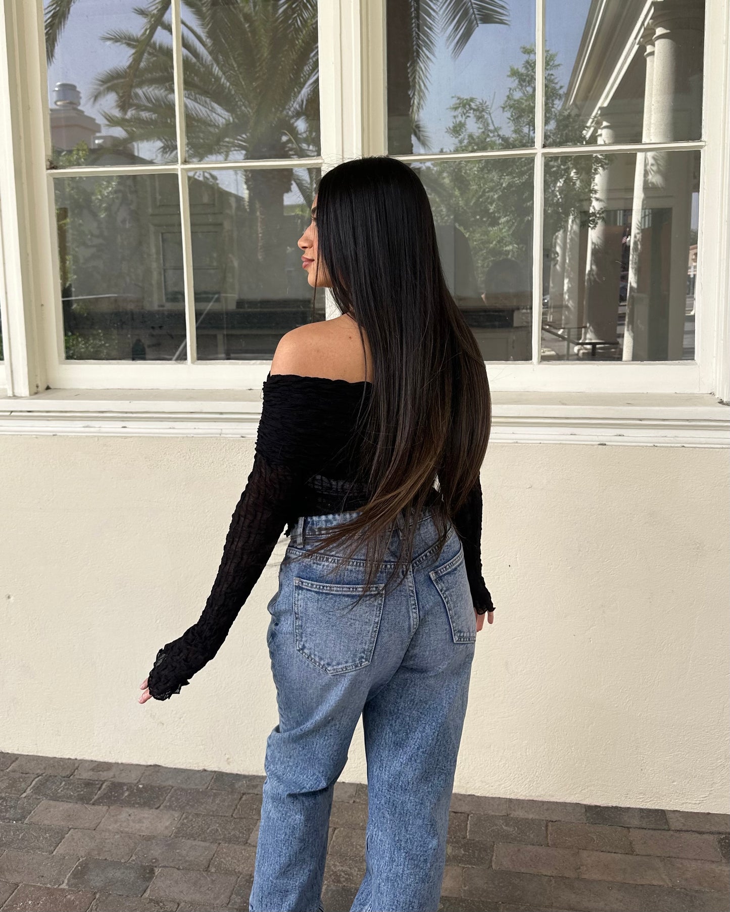 Off Shoulder Mesh Top