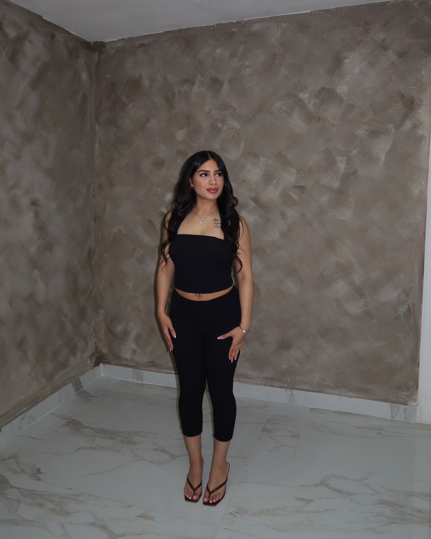 Textured Capri Set - Black