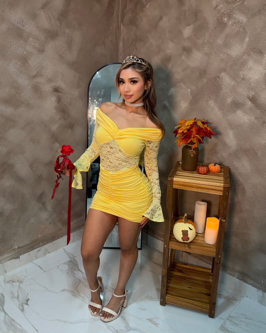 Princess Lace Dress - Yellow