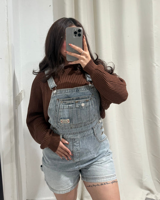 Jean Short Overall - Light Wash