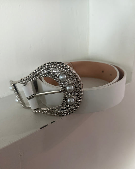 White Pearl/ Rhinestone Belt