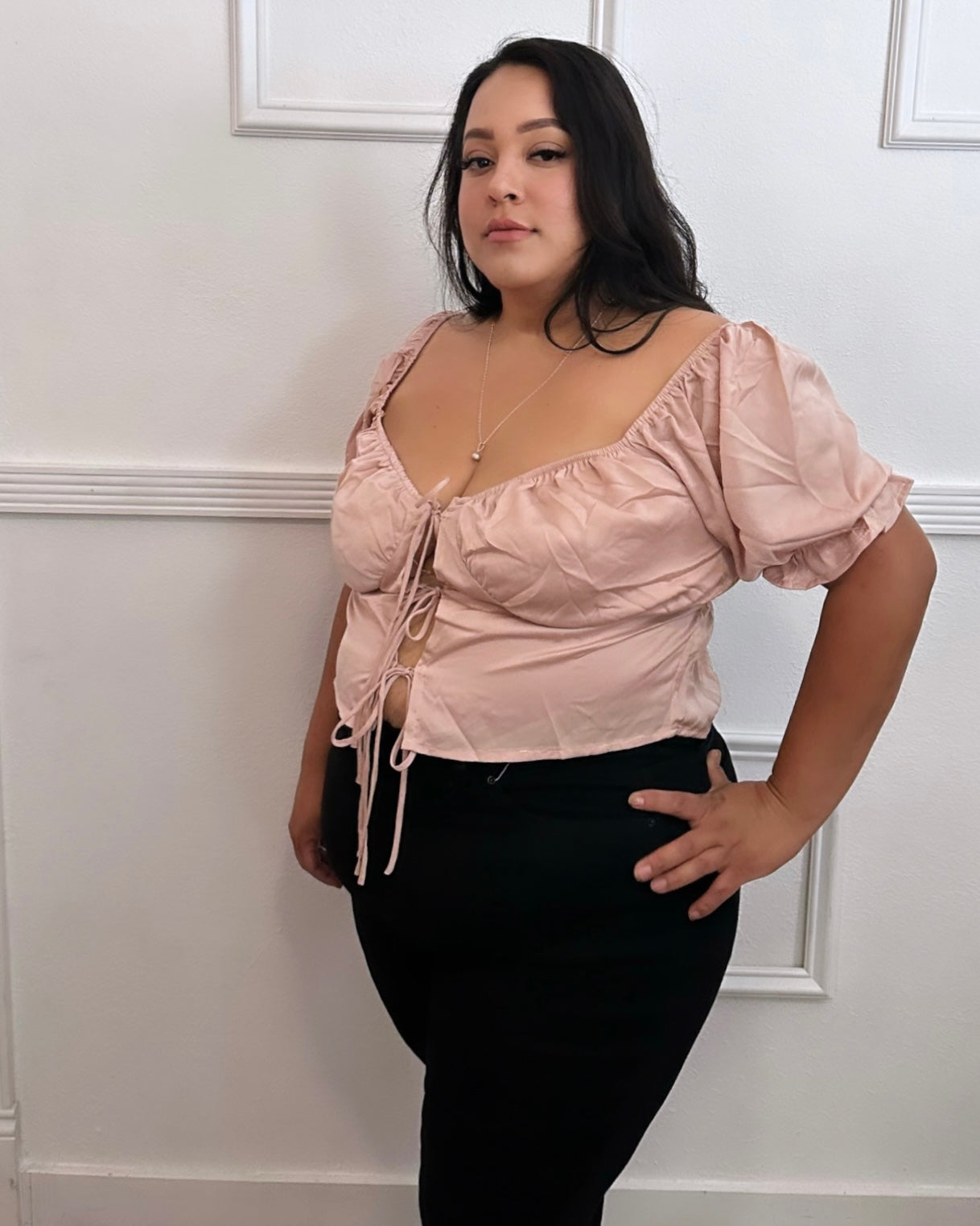 Amy Satin Top - Blush